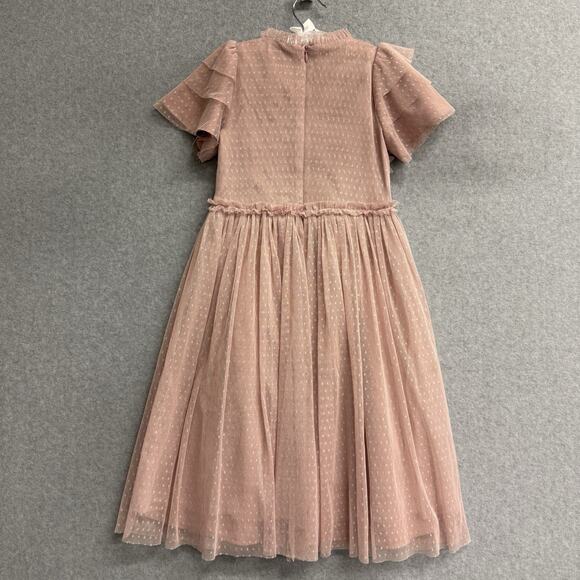 Ivy City Co. Tara Blush Tulle Dress Flutter Sleeves Girls Size 9 / 10 - Picture 4 of 9